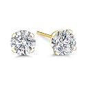 Gem Stone King 14K Gold Lab Diamond Stud Earrings