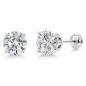 Gem Stone King 14K Gold Lab Diamond Stud Earrings