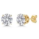 Gem Stone King 14K Gold Lab Diamond Stud Earrings