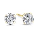 Gem Stone King 14K Gold Lab Diamond Stud Earrings