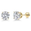 Gem Stone King 14K Gold Lab Diamond Stud Earrings