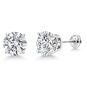 Gem Stone King 14K Gold Lab Diamond Stud Earrings