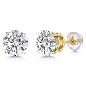 Gem Stone King 14K Gold Lab Diamond Stud Earrings