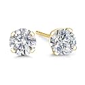 Gem Stone King 14K Gold Lab Diamond Stud Earrings