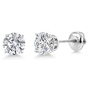 Gem Stone King 14K Gold Lab Diamond Stud Earrings