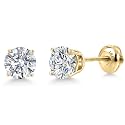Gem Stone King 14K Gold Lab Diamond Stud Earrings