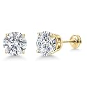 Gem Stone King 14K Gold Lab Diamond Stud Earrings