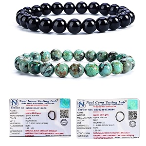 8mm natural healing crystals bracelets for men women beaded bracelets 2pcs black obsidian amp african turquoise