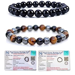 8mm natural healing crystals bracelets for men women beaded bracelets 2pcs black obsidian amp triple protection