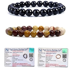 8mm natural healing crystals bracelets for men women beaded bracelets 2pcs black obsidian amp mookaite