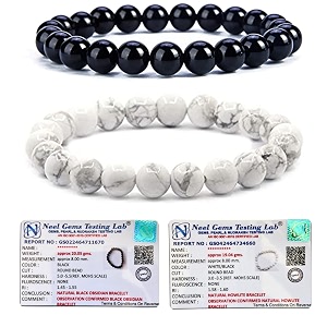8mm natural healing crystals bracelets for men women beaded bracelets 2pcs black obsidian amp howlite