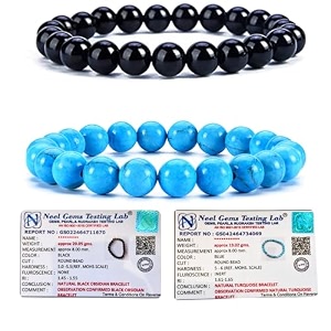 8mm natural healing crystals bracelets for men women beaded bracelets 2pcs black obsidian amp turquoise blue