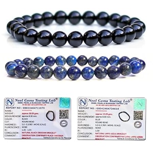 8mm natural healing crystals bracelets for men women beaded bracelets 2pcs black obsidian amp lapis lazuli