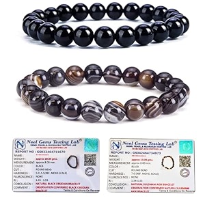8mm natural healing crystals bracelets for men women beaded bracelets 2pcs black obsidian amp sulemani hakik