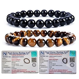 8mm natural healing crystals bracelets for men women beaded bracelets 2pcs black obsidian amp tiger eye