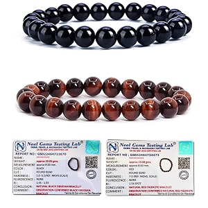 8mm natural healing crystals bracelets for men women beaded bracelets 2pcs black obsidian amp red tiger eye
