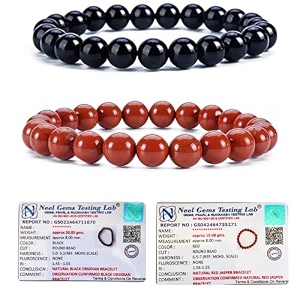 8mm natural healing crystals bracelets for men women beaded bracelets 2pcs black obsidian amp red jasper