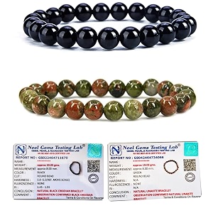 8mm natural healing crystals bracelets for men women beaded bracelets 2pcs black obsidian amp unakite