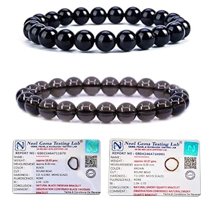 8mm natural healing crystals bracelets for men women beaded bracelets 2pcs black obsidian amp smokey