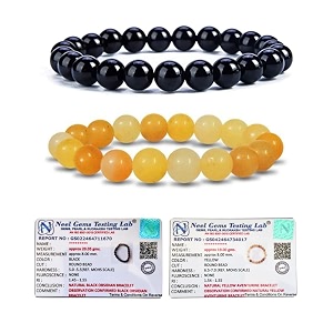 8mm natural healing crystals bracelets for men women beaded bracelets 2pcs black obsidian amp yellow aventurine