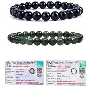 8mm natural healing crystals bracelets for men women beaded bracelets 2pcs black obsidian amp moos agate