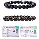 8MM Natural Healing Crystals Bracelets for Men Women Beaded Bracelets 2PCS (Black Obsidian &amp; Garnet)