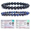 8MM Natural Healing Crystals Bracelets for Men Women Beaded Bracelets 2PCS (Black Obsidian &amp; Lapis Lazuli)