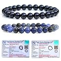 8MM Natural Healing Crystals Bracelets for Men Women Beaded Bracelets 2PCS (Black Obsidian &amp; Sodalite)