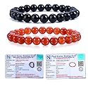 8MM Natural Healing Crystals Bracelets for Men Women Beaded Bracelets 2PCS (Black Obsidian &amp; Red Onyx)