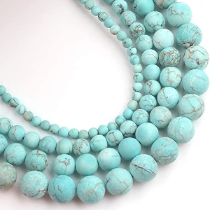 healing crystals jewelary making gemstone round beads for jewelry making  includes elastic string and needles for making cutomize bracelet 4mm turquoise blue