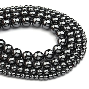healing crystals jewelary making gemstone round beads for jewelry making  includes elastic string and needles for making cutomize bracelet 4mm hematite