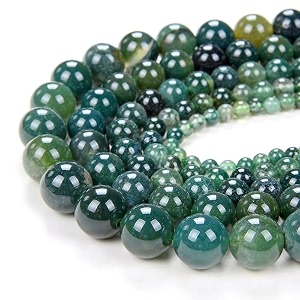 healing crystals jewelary making gemstone round beads for jewelry making  includes elastic string and needles for making cutomize bracelet 4mm moos agate