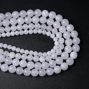 healing crystals jewelary making gemstone round beads for jewelry making  includes elastic string and needles for making cutomize bracelet 4mm white agate