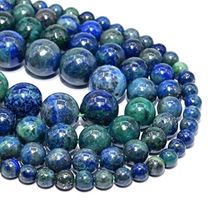 healing crystals jewelary making gemstone round beads for jewelry making  includes elastic string and needles for making cutomize bracelet 6mm azurite