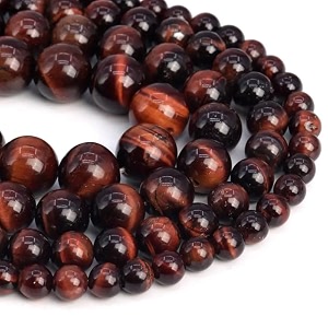 healing crystals jewelary making gemstone round beads for jewelry making  includes elastic string and needles for making cutomize bracelet 4mm red tiger eye