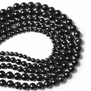 healing crystals jewelary making gemstone round beads for jewelry making  includes elastic string and needles for making cutomize bracelet 6mm black obsidian