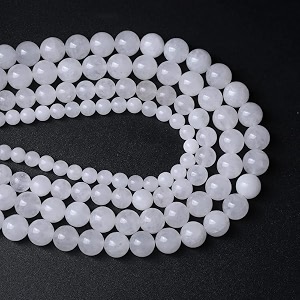 healing crystals jewelary making gemstone round beads for jewelry making  includes elastic string and needles for making cutomize bracelet 8mm white agate