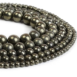 healing crystals jewelary making gemstone round beads for jewelry making  includes elastic string and needles for making cutomize bracelet 6mm pyrite