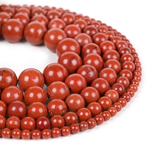 healing crystals jewelary making gemstone round beads for jewelry making  includes elastic string and needles for making cutomize bracelet 6mm red jasper