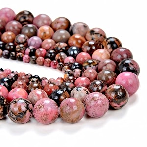 healing crystals jewelary making gemstone round beads for jewelry making  includes elastic string and needles for making cutomize bracelet 4mm rhodonite