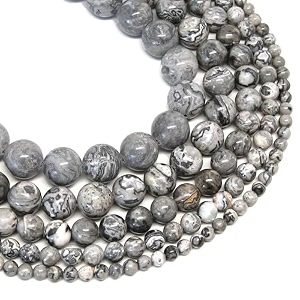 healing crystals jewelary making gemstone round beads for jewelry making  includes elastic string and needles for making cutomize bracelet 8mm map stone