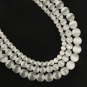 healing crystals jewelary making gemstone round beads for jewelry making  includes elastic string and needles for making cutomize bracelet 8mm selenite