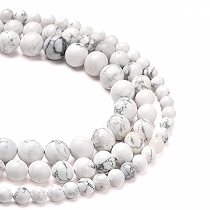 healing crystals jewelary making gemstone round beads for jewelry making  includes elastic string and needles for making cutomize bracelet 6mm howlite