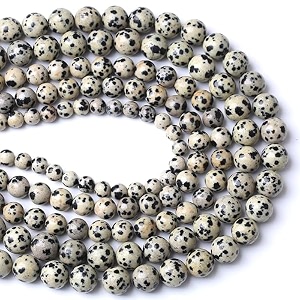 healing crystals jewelary making gemstone round beads for jewelry making  includes elastic string and needles for making cutomize bracelet 8mm dalmatian jasper