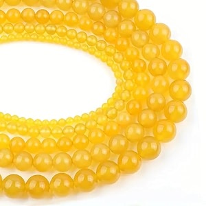 healing crystals jewelary making gemstone round beads for jewelry making  includes elastic string and needles for making cutomize bracelet 8mm yellow sapphire