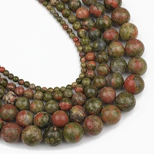 healing crystals jewelary making gemstone round beads for jewelry making  includes elastic string and needles for making cutomize bracelet 8mm unakite