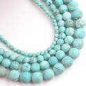 Healing Crystals Jewelary Making Gemstone Round Beads for Jewelry Making | Includes Elastic String, and Needles for Making Cutomize Bracelet (4MM, Turquoise Blue)