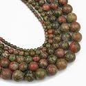 Healing Crystals Jewelary Making Gemstone Round Beads for Jewelry Making | Includes Elastic String, and Needles for Making Cutomize Bracelet (6MM, Unakite)
