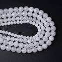Healing Crystals Jewelary Making Gemstone Round Beads for Jewelry Making | Includes Elastic String, and Needles for Making Cutomize Bracelet (6MM, White Agate)