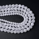 Healing Crystals Jewelary Making Gemstone Round Beads for Jewelry Making | Includes Elastic String, and Needles for Making Cutomize Bracelet (4MM, White Agate)
